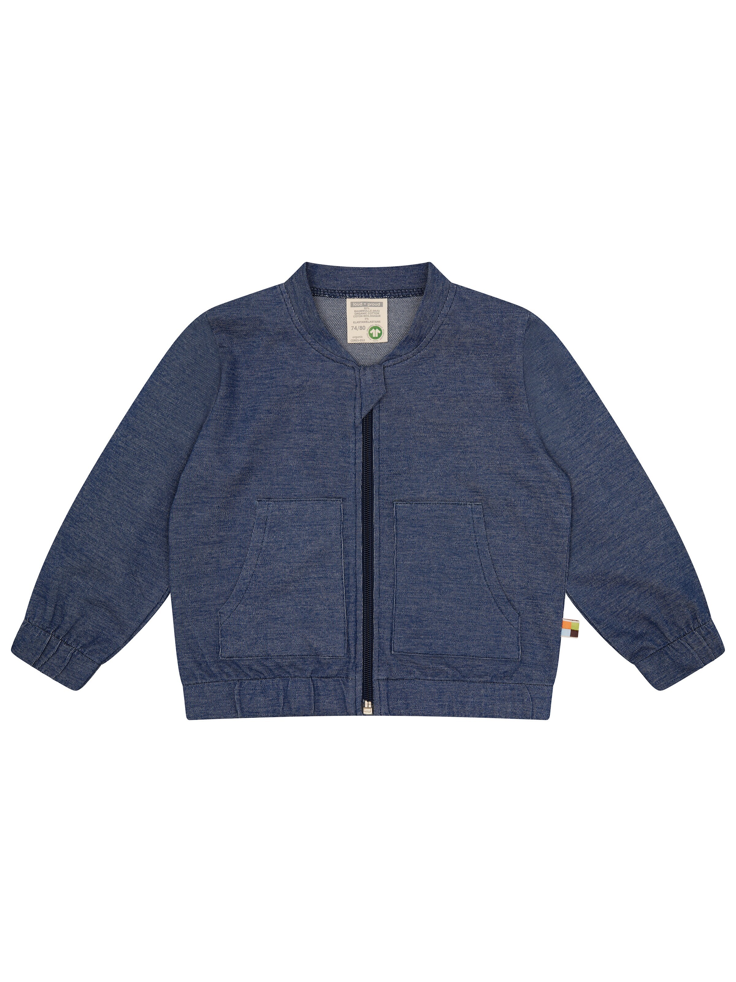 loud + proud Zip-Up Hoodie 'Jacke Denim-Optik' in Blue: front