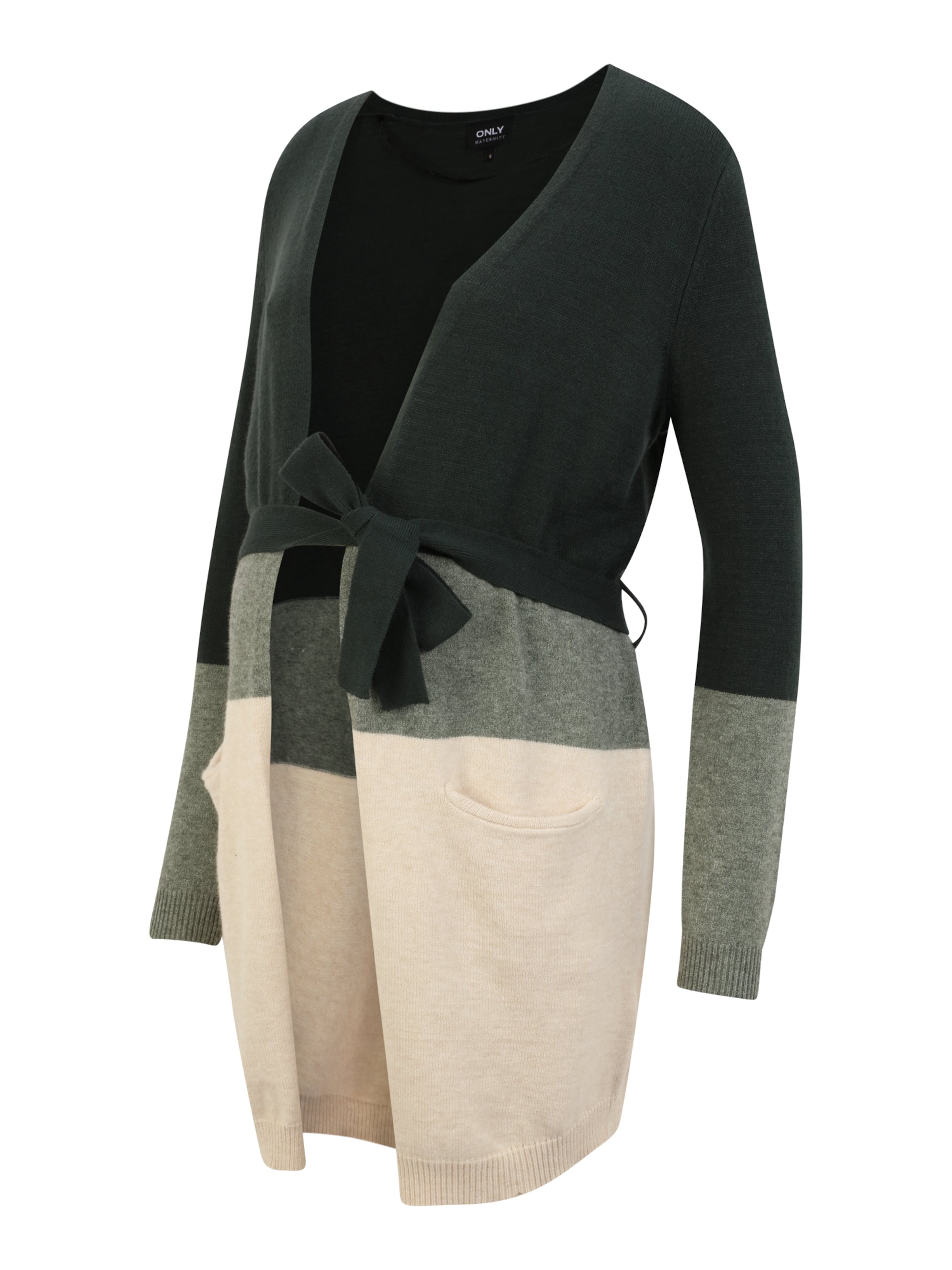 Only Maternity Cardigan i mørkegrøn / grøn-meleret / offwhite, Produktvisning