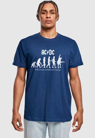 Merchcode T-Shirt 'ACDC - Evolution Of Rock' in Blau: Vorderseite