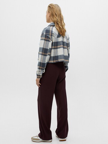 Pull&Bear Wide leg Pleat-front trousers in Red