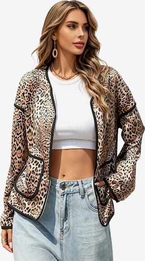KoJooin Sommermantel 'Damen Langarm Offene Strickjacke mit Leopardenmuster und Taschen – Lässiger und Stylischer Cardigan' in XL in braun, Produktansicht
