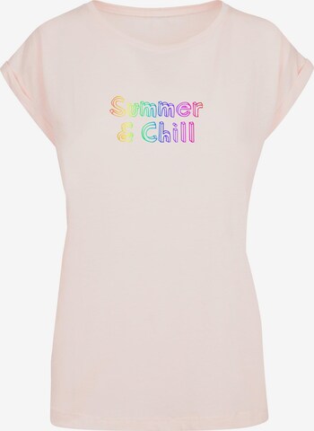 Maglietta 'Summer And Chill Rainbow' di Merchcode in rosa: frontale