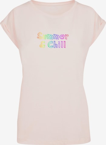Merchcode T-Shirt 'Summer And Chill Rainbow' in Pink: predná strana