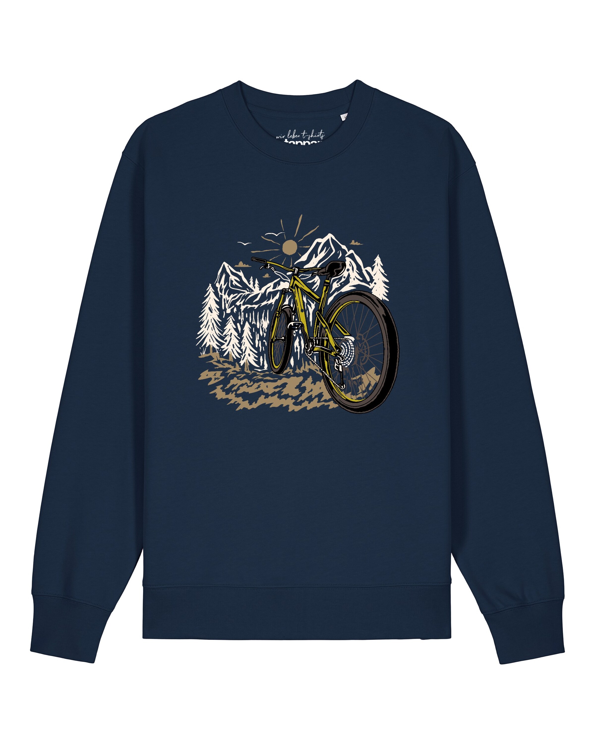 Sweat-shirt 'Mountainbike und Berge' Watapparel en bleu : devant
