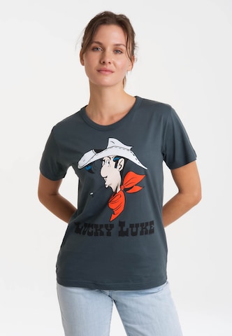 LOGOSHIRT Shirt 'Lucky Luke - Portrait' in Blue: front