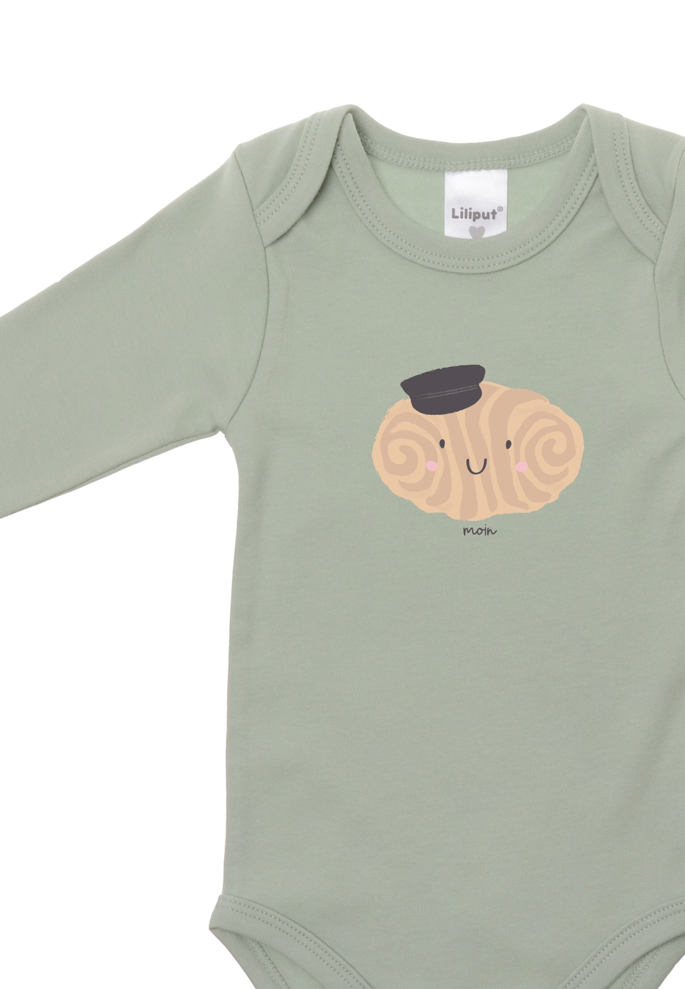 LILIPUT Langarmbody 'Franzbrötchen' in Grün