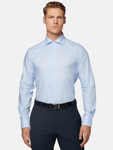 Boggi Milano Regular fit Overhemd 'Twill' in Blauw: voorkant