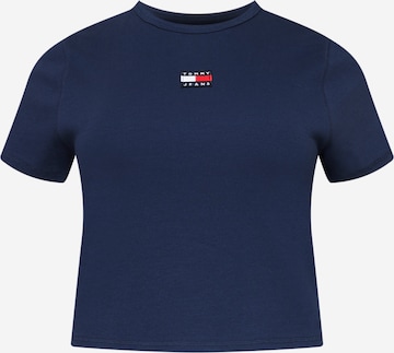 Tricou de la Tommy Jeans Curve pe albastru: față