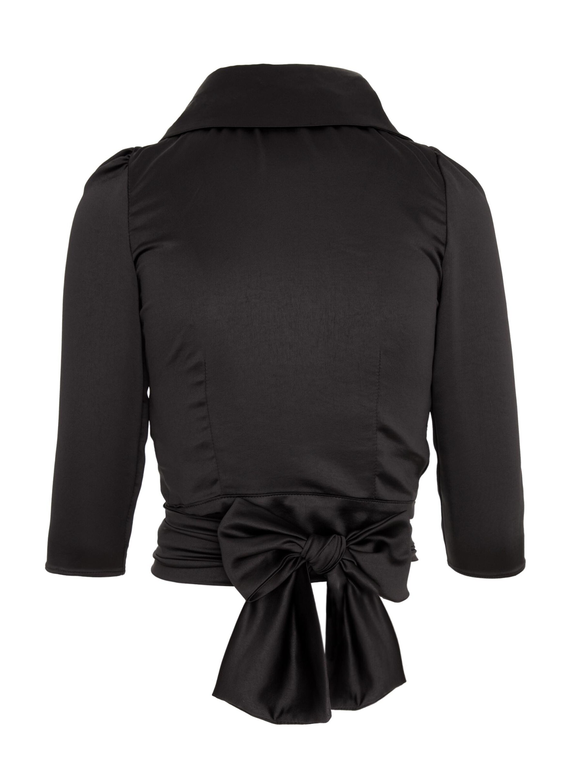 AVENUE N°29 - Blusa 'Satin Lapel Wrap Blouse With Bow' en negro