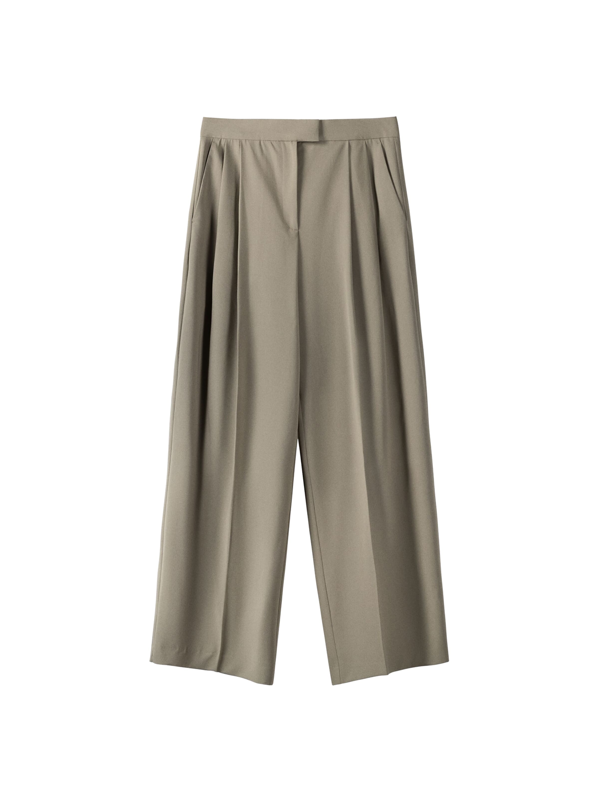 Bershka Bő szár Ráncos nadrág - bézs: elől