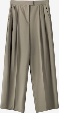 Wide Leg Pantalon à plis Bershka en beige : devant