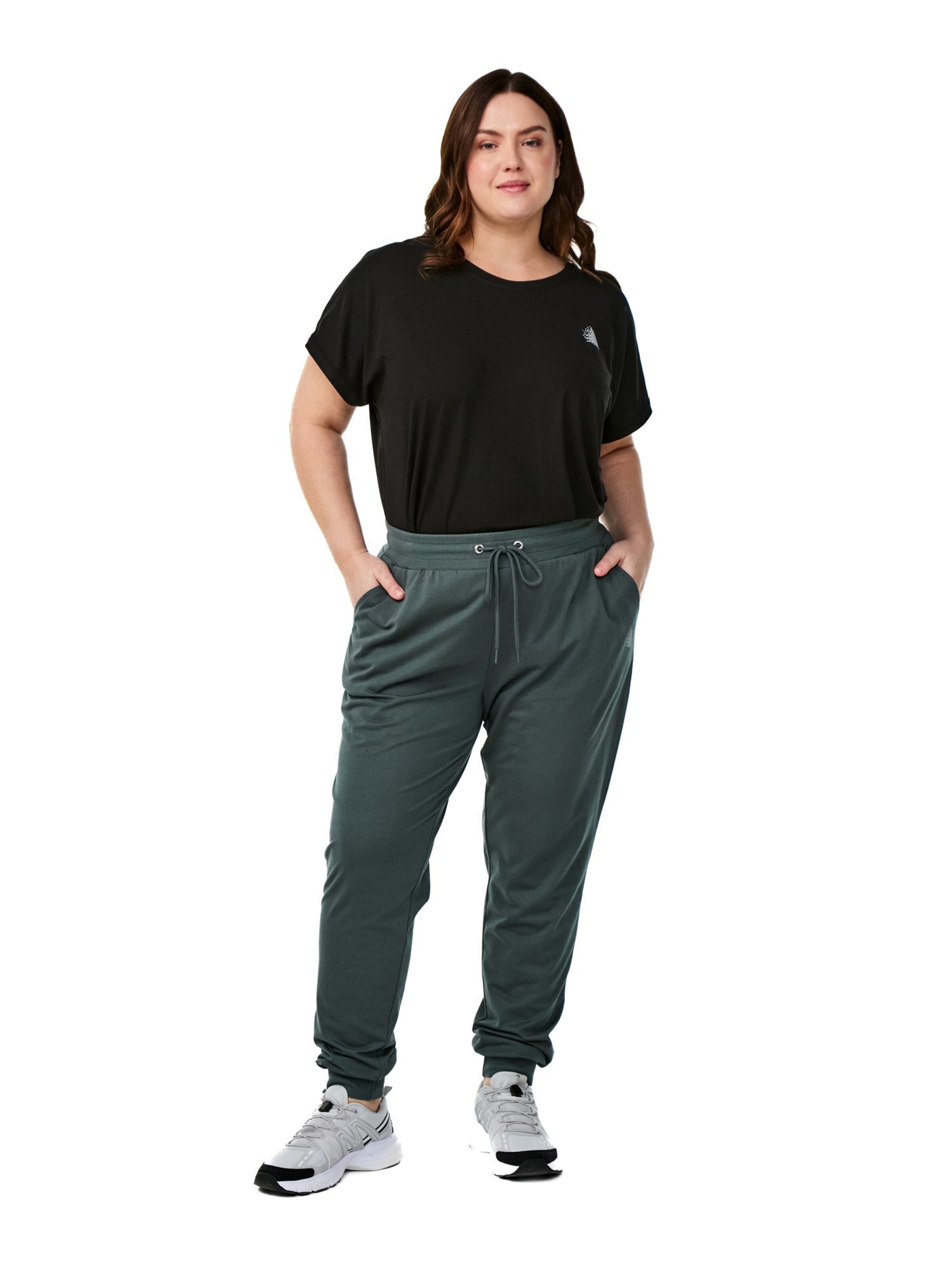 Effilé Pantalon de sport Active by Zizzi en vert