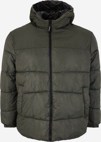 Jack & Jones Plus - Casaco de inverno 'Chili' em verde: frente