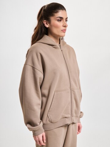 DEF Zip-Up Hoodie in Brown