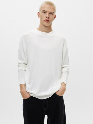 Sweat-shirt Pull&Bear en blanc : devant