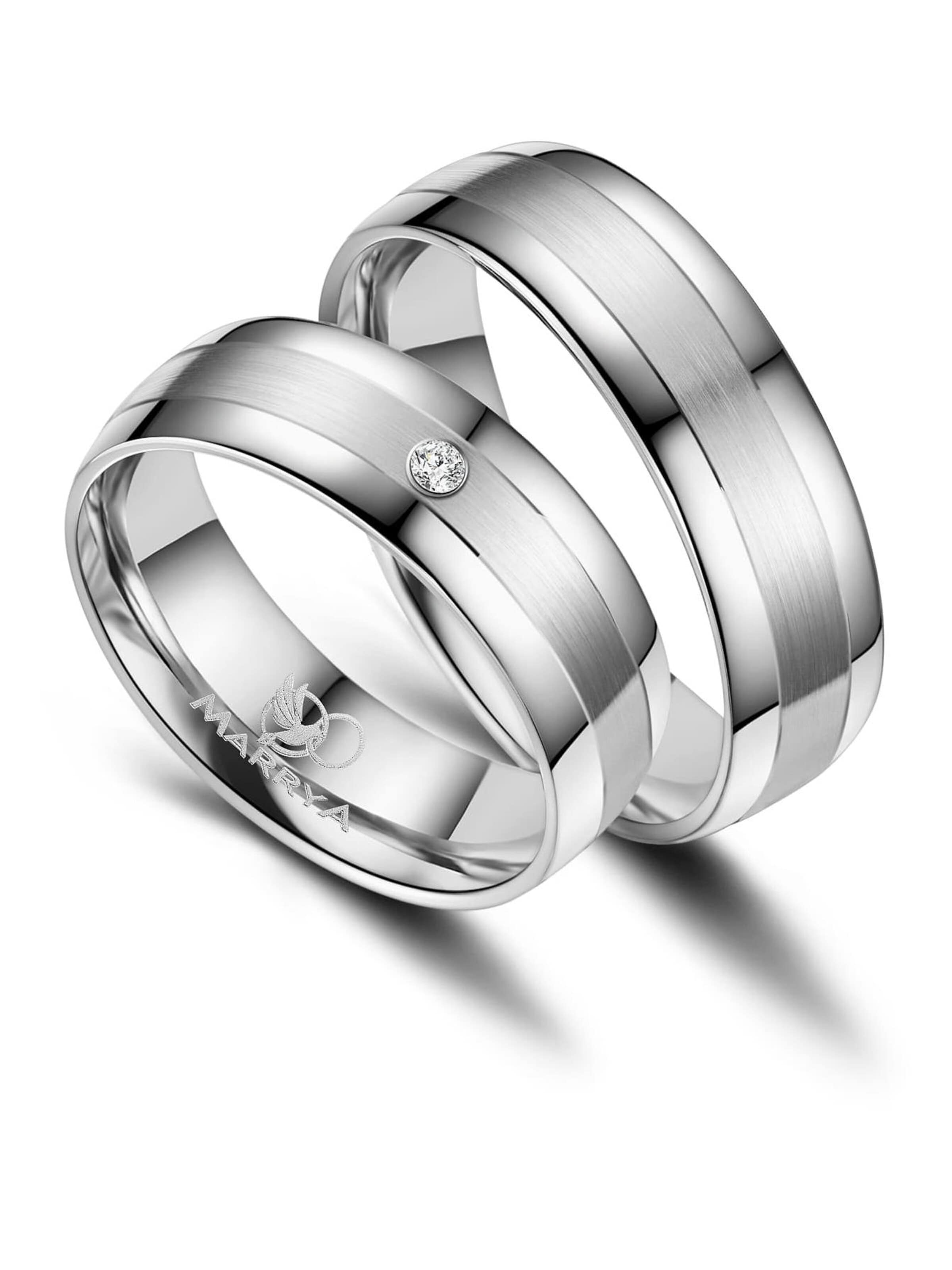 MARRYA Ring 'MARRYA ES-02 Ehering aus Edelstahl – Silberfarben' in Grey: front