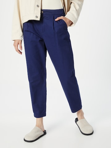 Dorothy Perkins Normální Kalhoty se sklady v pase – modrá: přední strana