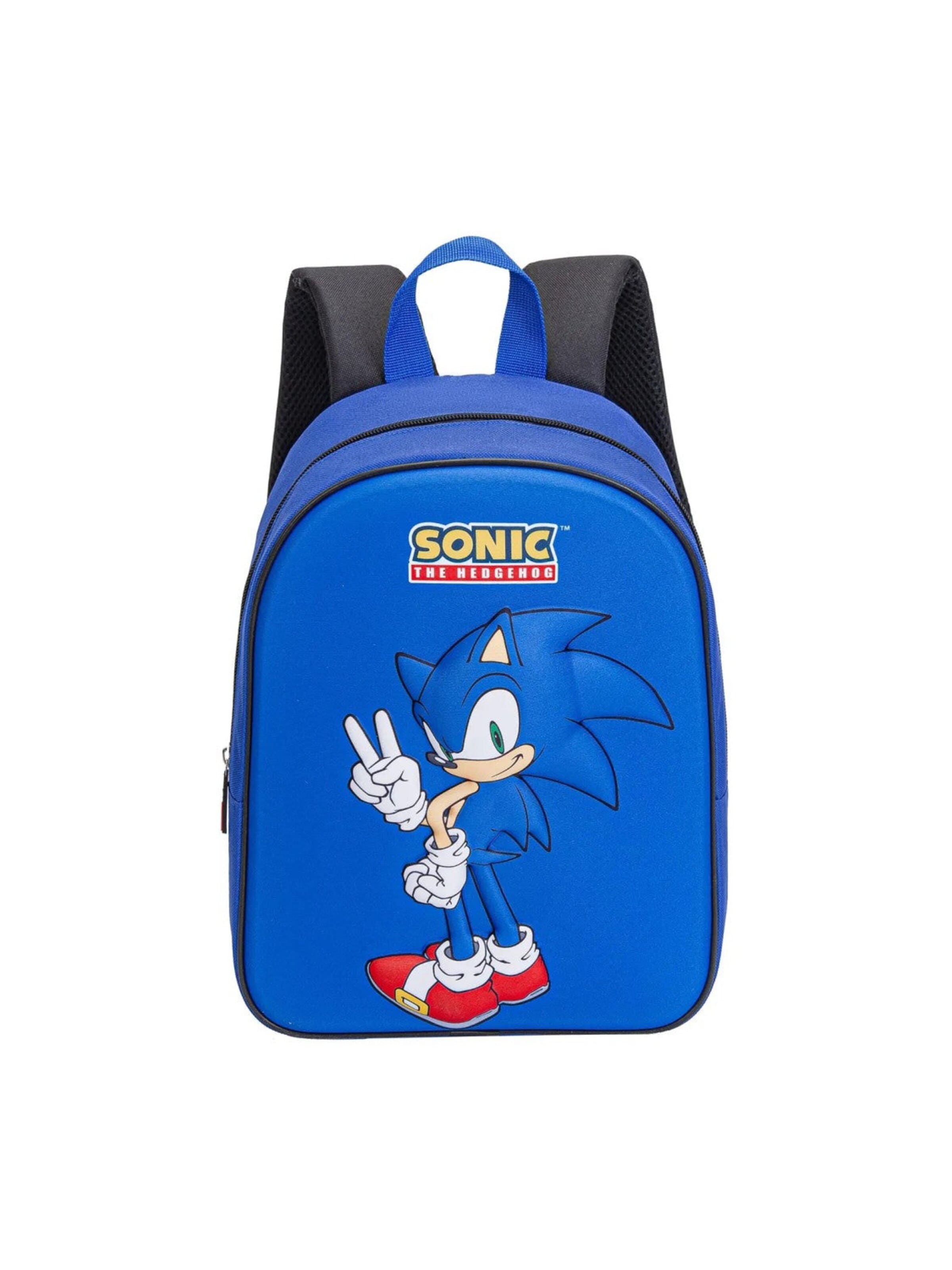 Sonic the Hedgehog Rugzak 'Sonic The Hedgehog Rugzak Blauw 3D Voorkant Verstelbare Schouderbanden Officieel Gelicenseerd' in Blauw: voorkant