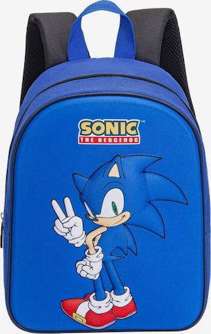Sonic the Hedgehog Backpack 'Sonic The Hedgehog Rugzak Blauw 3D Voorkant Verstelbare Schouderbanden Officieel Gelicenseerd' in Blue: front