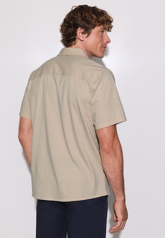 Street One MEN Regular Fit Kurzarm Hemd mit Print in Beige