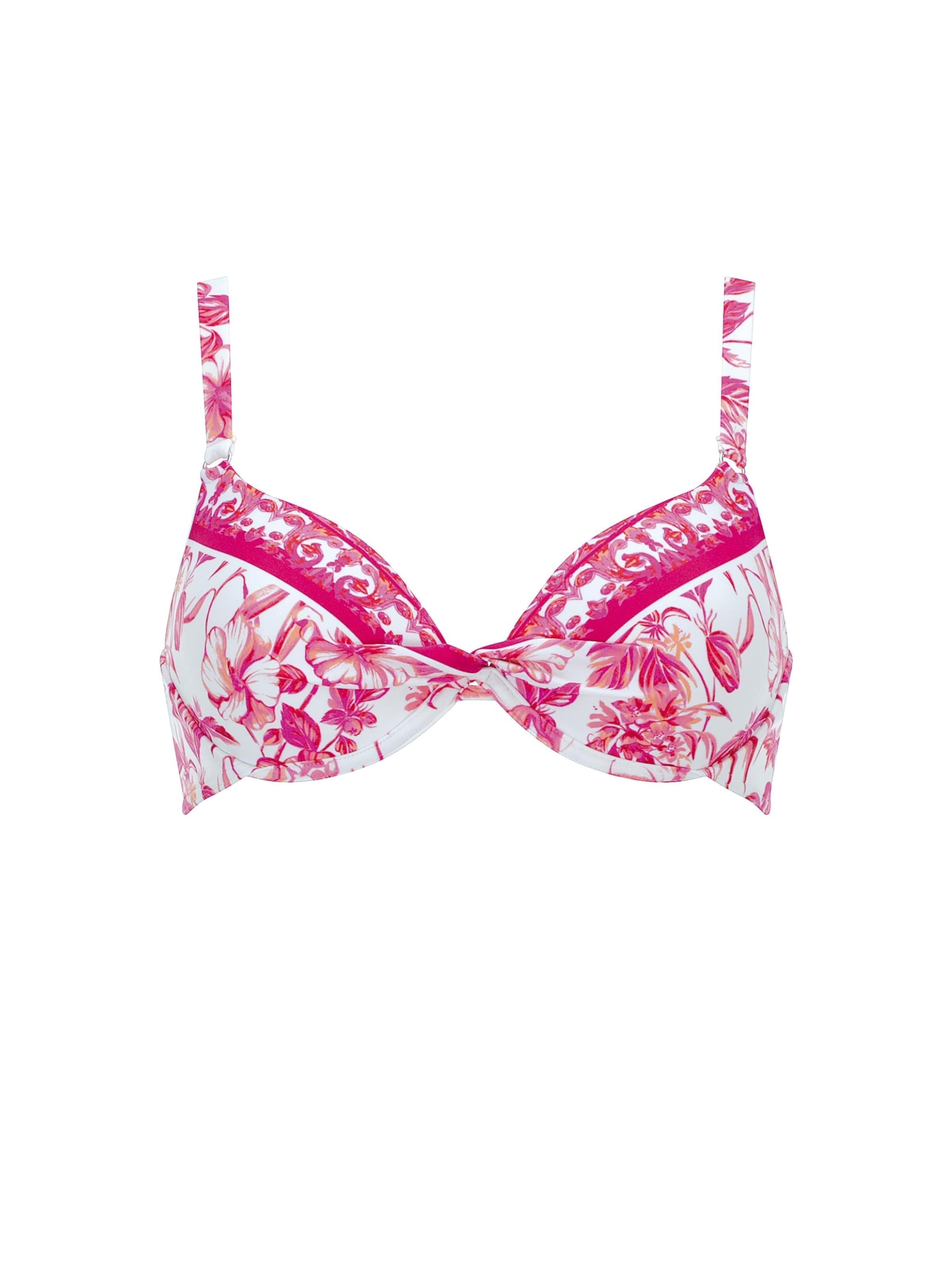 OLYMPIA Klassiek Bikinitop 'Hibiscus Bloom' in Wit: voorkant