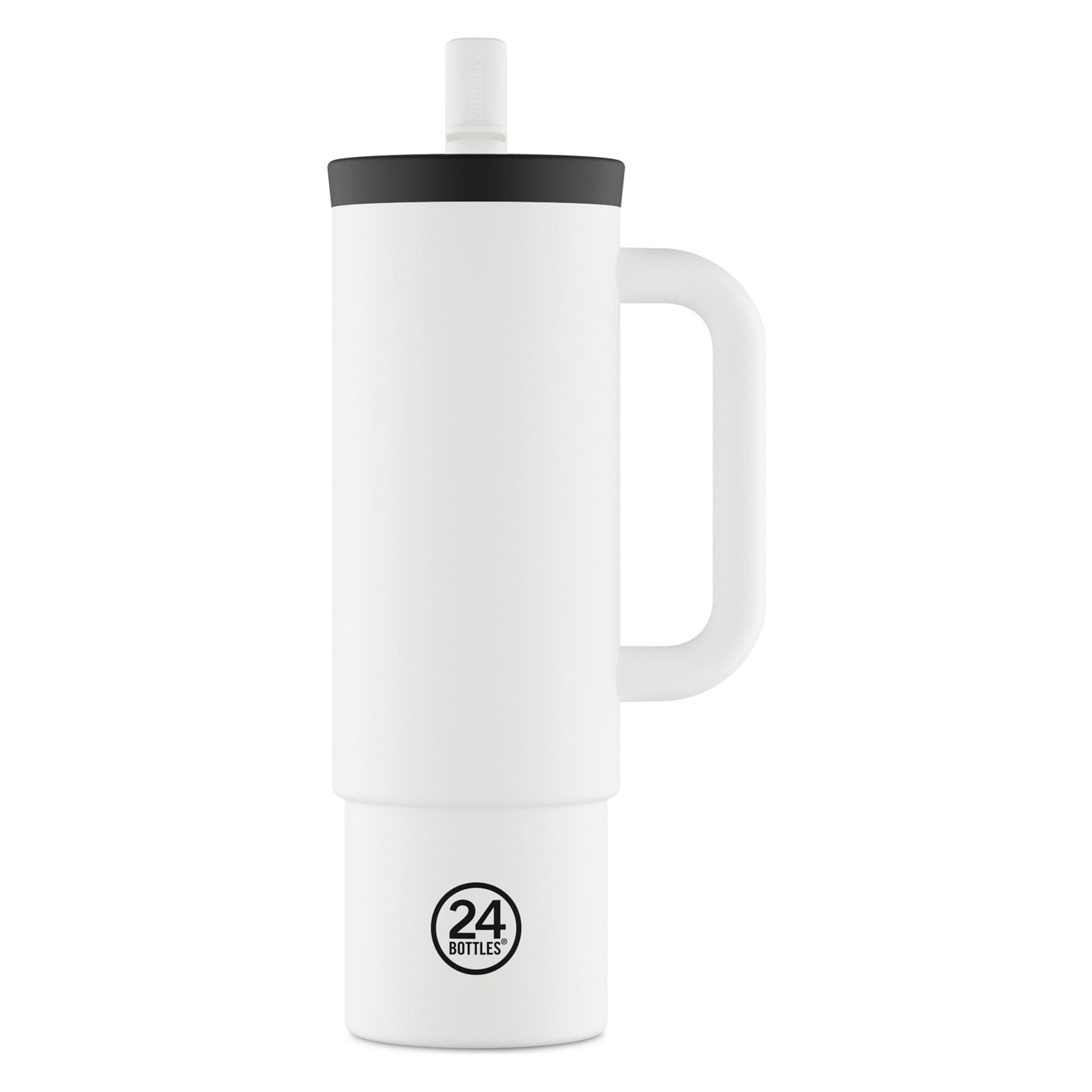 24Bottles Drinkfles 'Straw' in Wit: voorkant