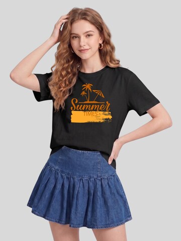 T-shirt 'Women Orange Summer Beach Palm Tree Letter Print T-Shirt' LapaPlus en noir : devant