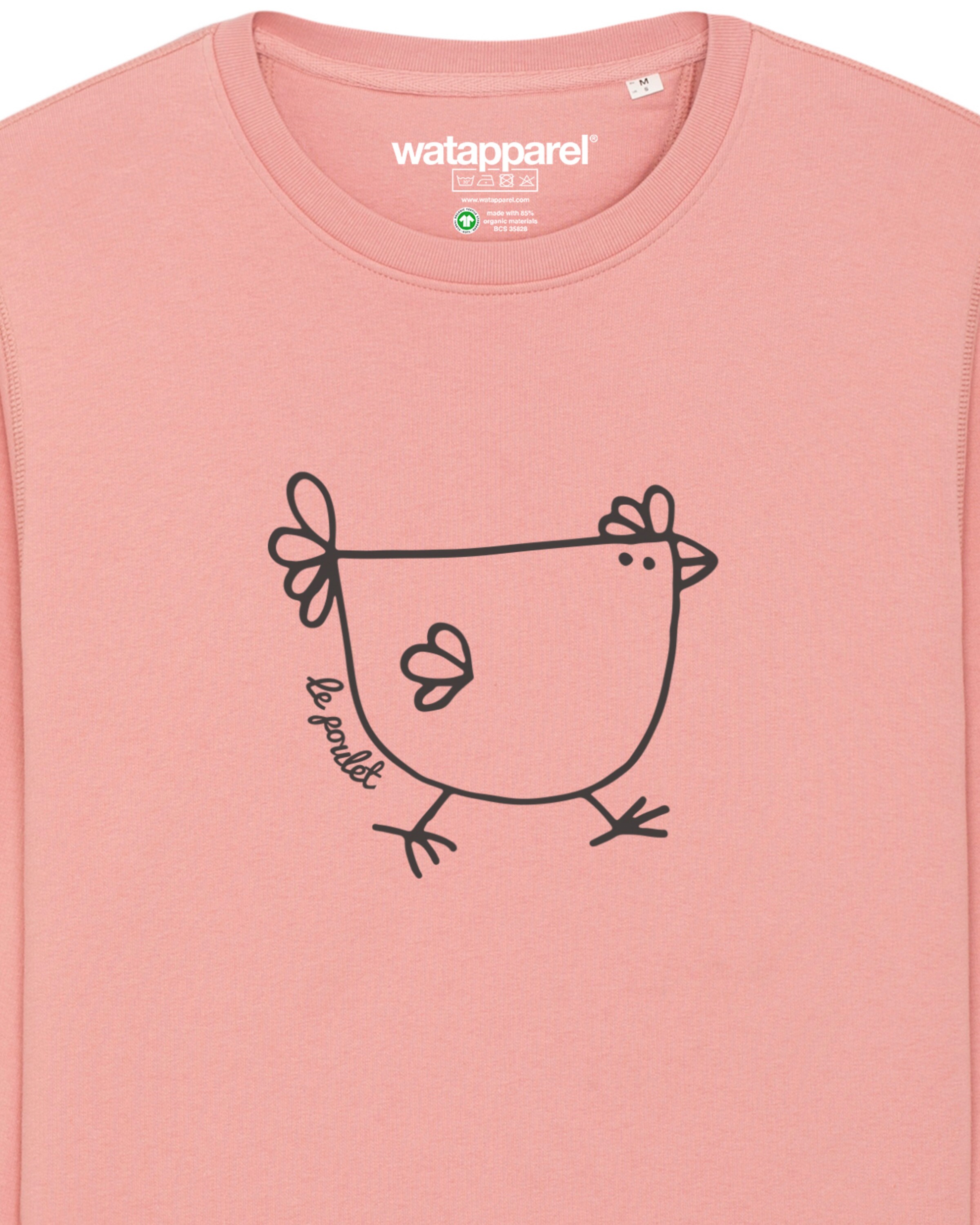Sweat-shirt ' Le poulet - das Huhn ' Watapparel en rose