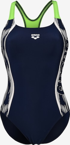 ARENABustier Jednodijelni kupaći kostim 'PRO BACK GRAPHIC' - plava boja: prednji dio