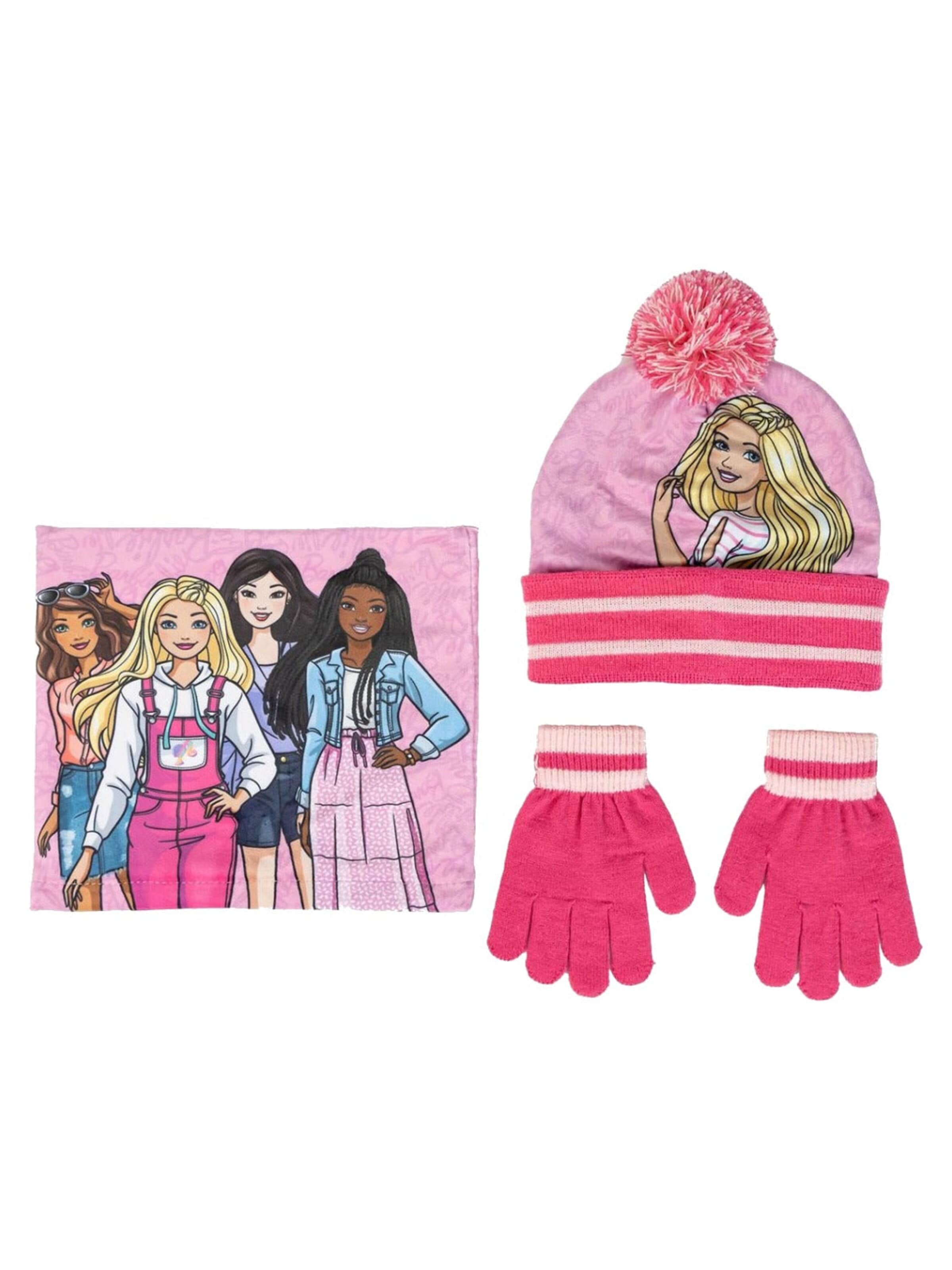 BARBIE Muts 'Barbie Winterset Muts Handschoenen Sjaal Meisjes' in Roze: voorkant