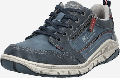 MUSTANG Chaussure de sport à lacets en bleu marine / bleu-gris / gris clair / rouge pastel, Vue avec produit
