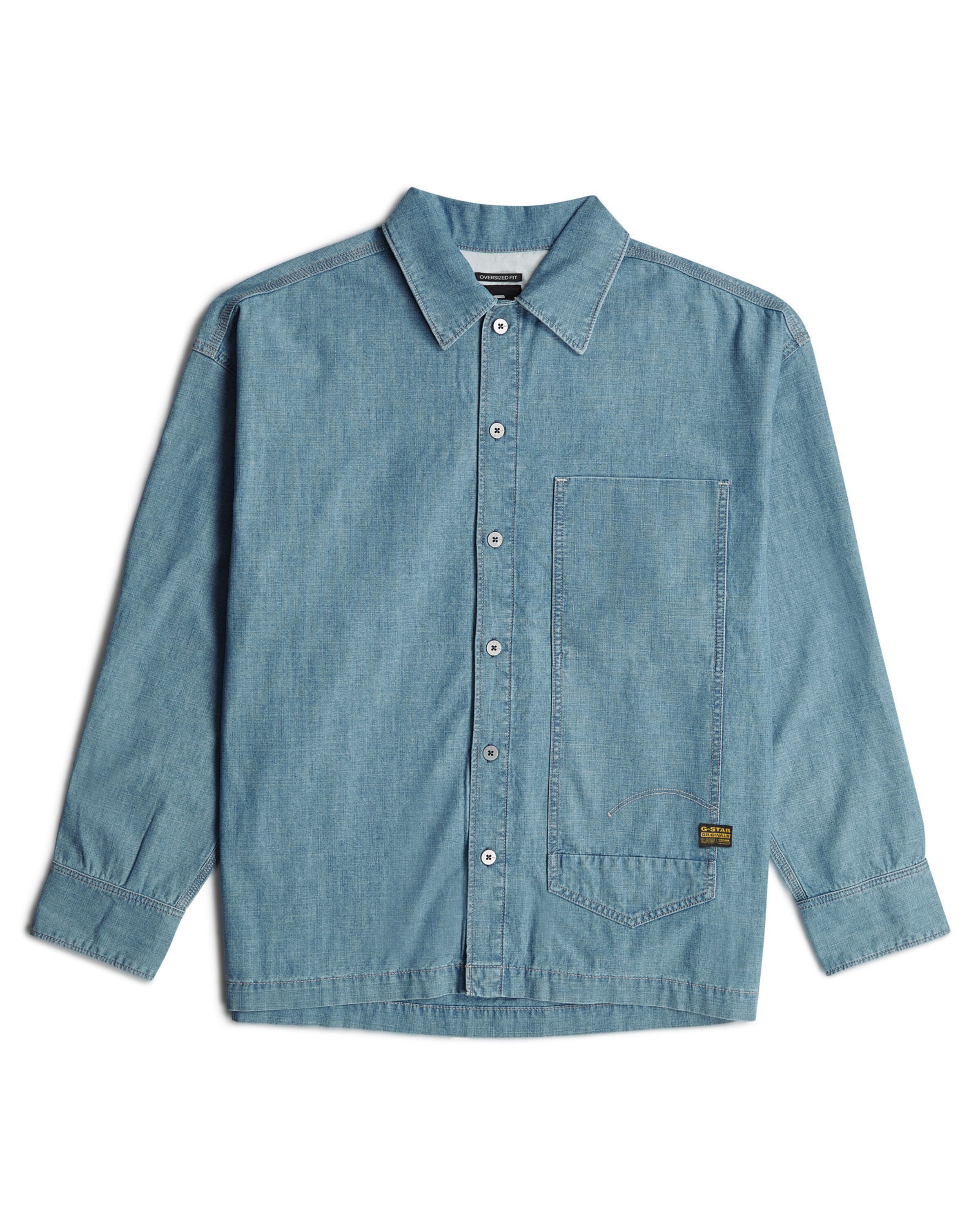 G-STAR Comfort fit Button Up Shirt 'Pocket' in Blue: front