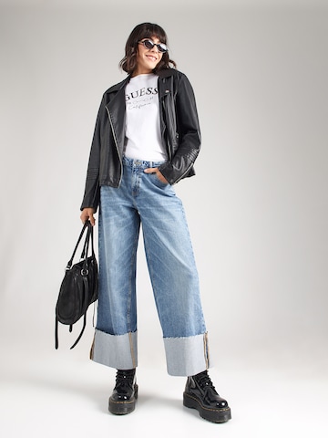 GUESS JEANS Wide leg Jeans 'GJ WIDE LEG CUFFED' i blå