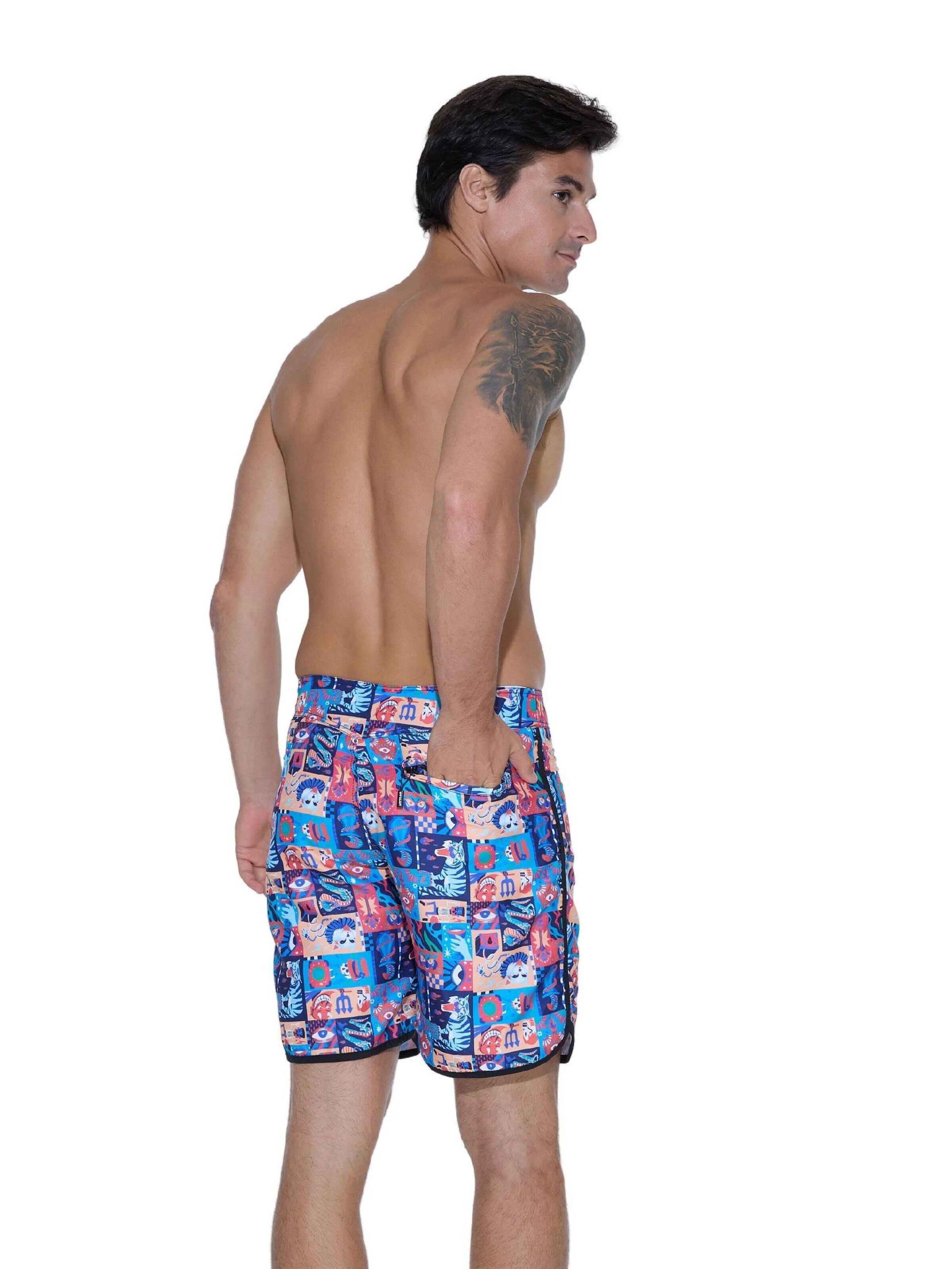 69Slam - Bermudas 'BAÑADOR LARGO MEDIO AXEL WEIRD BLOCK' en Mezcla de colores