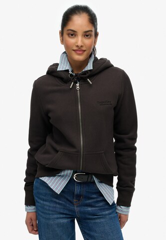 Veste de survêtement 'Essentials' Superdry en noir : devant