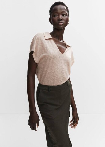 MANGO Shirt 'Clare' in Beige: voorkant