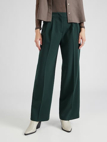 2NDDAY - Perna larga Calças com pregas 'Mille - Daily Sleek' em verde: frente