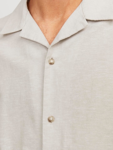 JACK & JONES Comfort fit Button Up Shirt 'Summer Resort' in Grey