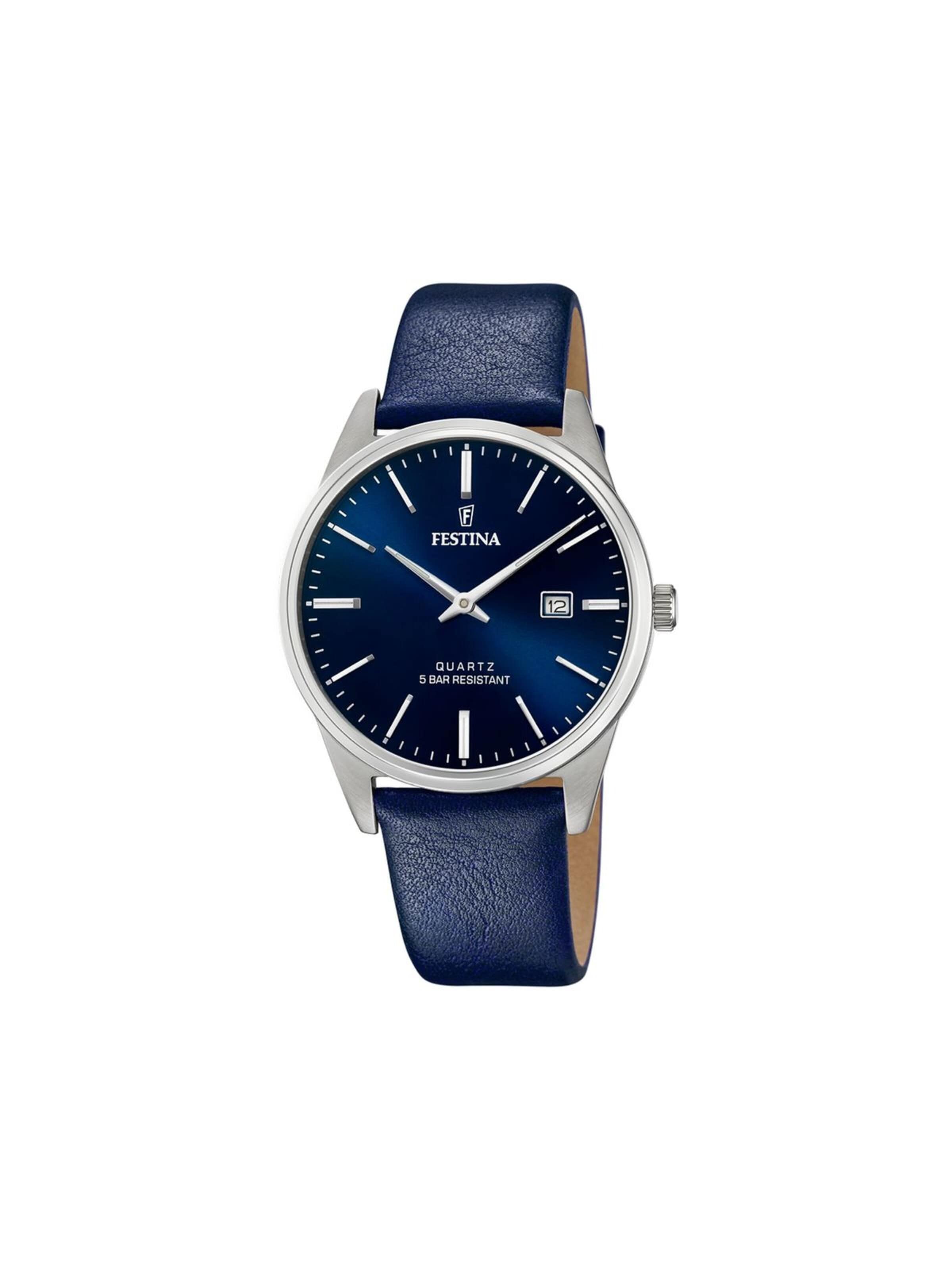 Montre à affichage analogique 'Festina - Date watch ACERO CLASICO - Quartz watch movement - Watch case width: 39.3 mm' FESTINA en bleu : devant