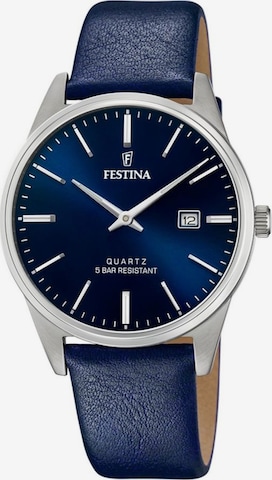 Montre à affichage analogique 'Festina - Date watch ACERO CLASICO - Quartz watch movement - Watch case width: 39.3 mm' FESTINA en bleu : devant