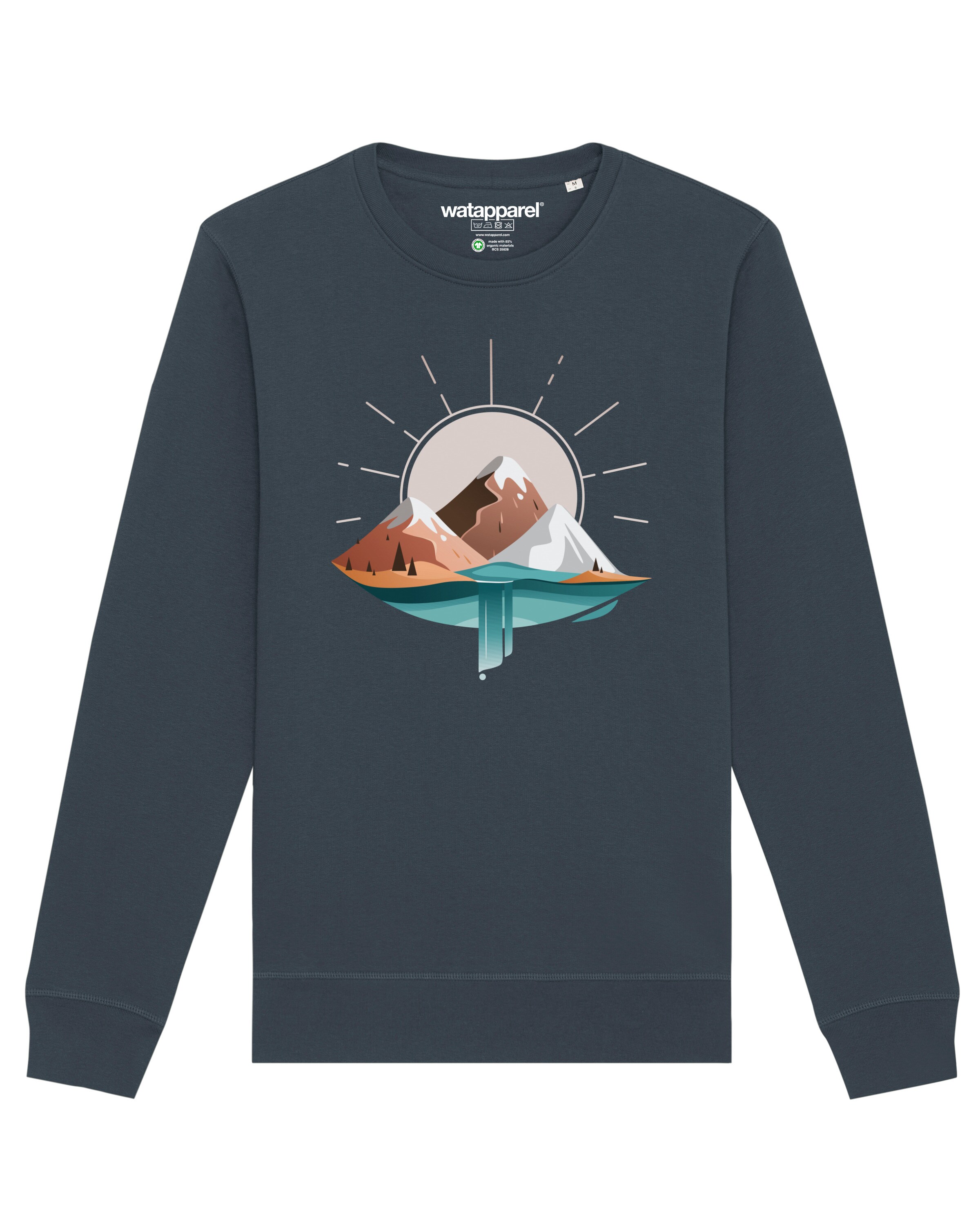 Watapparel Sweatshirt ' Sunrise & Lake ' in Grijs: voorkant