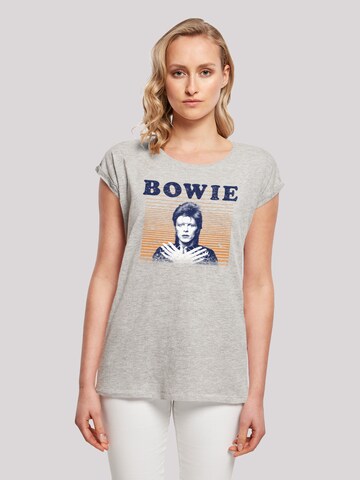 F4NT4STIC Shirt 'David Bowie Orange Stripes' in Grijs: voorkant