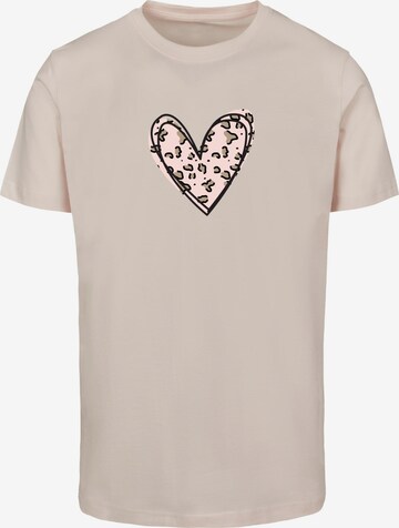 Maglietta 'Valentines Day - Leopard Heart' di Merchcode in beige: frontale