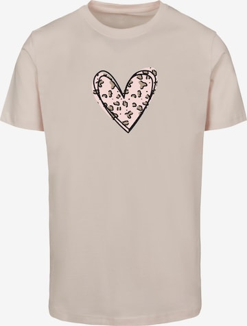 T-Shirt 'Valentines Day - Leopard Heart' Merchcode en beige : devant