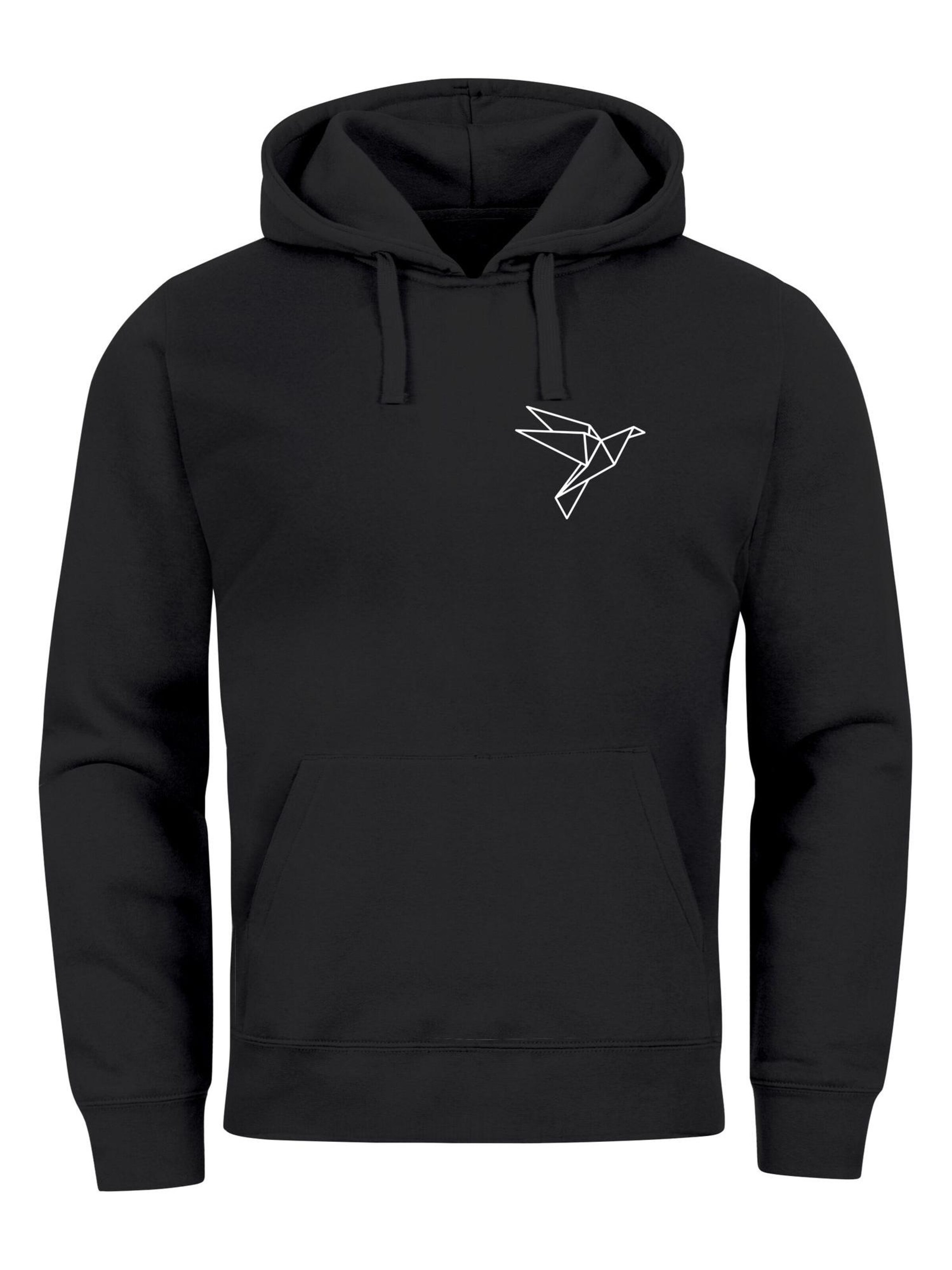 Neverless Sweatshirt 'Origami Vogel' in Black: front