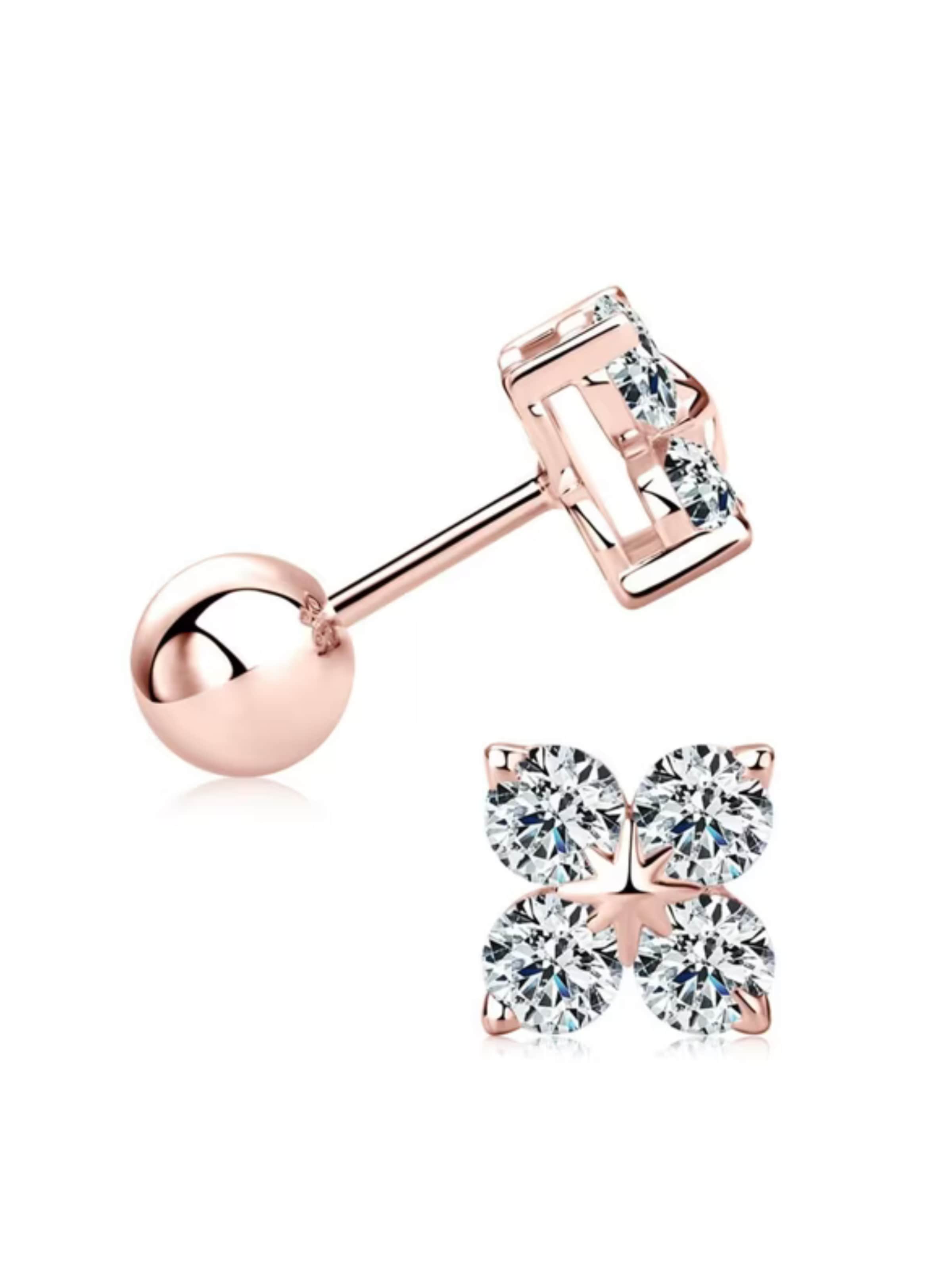 ROUGEMONT Jewellery Earrings 'Funkelnde Moissanit Glücksbringer Ohrstecker mit Echtheitszertifikat' in Gold: front