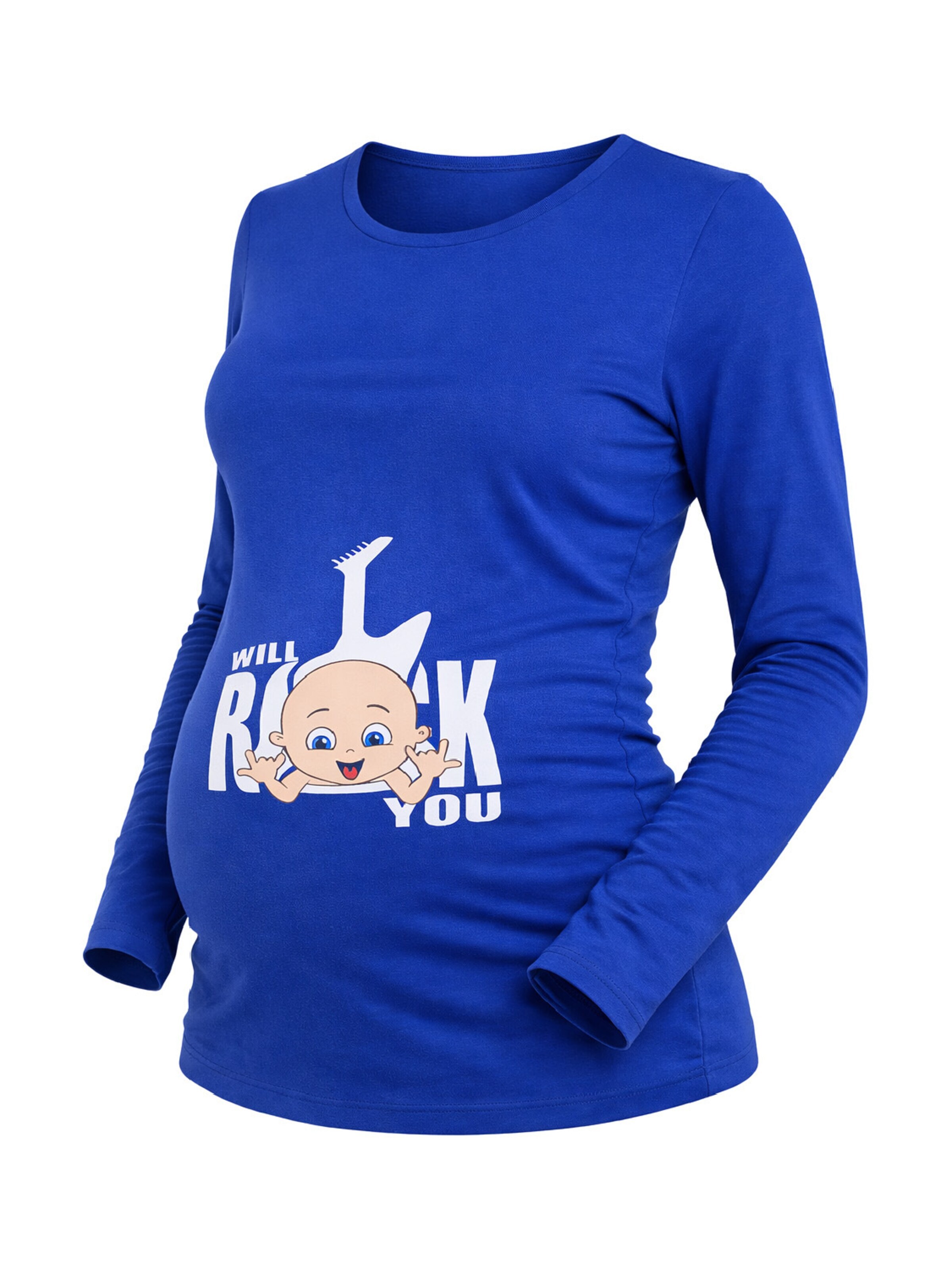 M.M.C. Shirt 'I Will Rock You Umstandslangarmshirt' in Blue: front