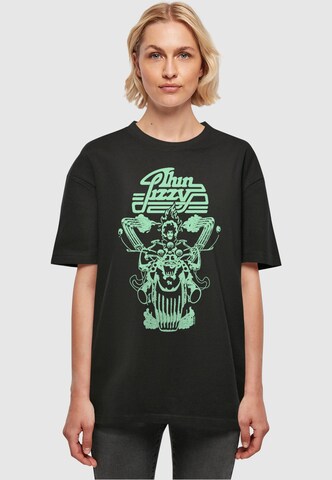 Merchcode T-Shirt 'Thin Lizzy - Rocker Flames' in Schwarz: Vorderseite