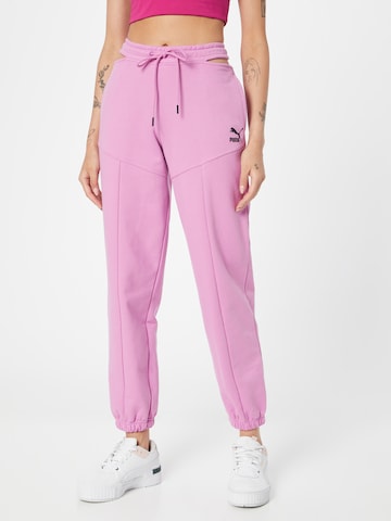 PUMA Tapered Pants in Purple: front