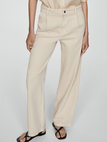 MANGO Loose fit Pleat-front jeans 'ARLETITA' in Beige: front